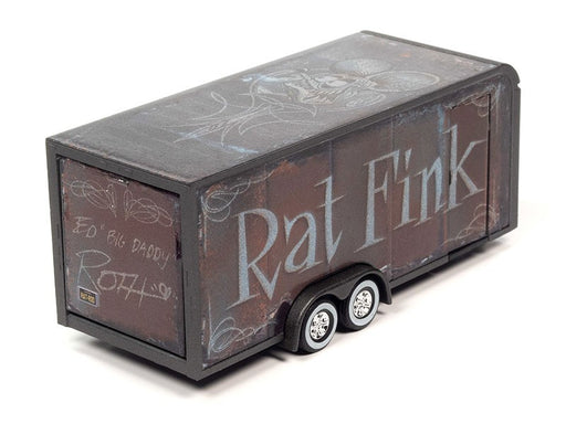 Rat Fink - Enclosed Trailer in Gun Metal Flatz with Rat Rod Graphics - Auto World - 1/64 - AWSP119