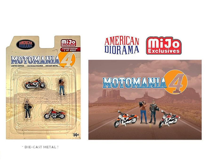 Motomania 4 Figure Set - 4 pieces Diecast - American Diorama 1-64 - 76504MJ Passion Diecast
