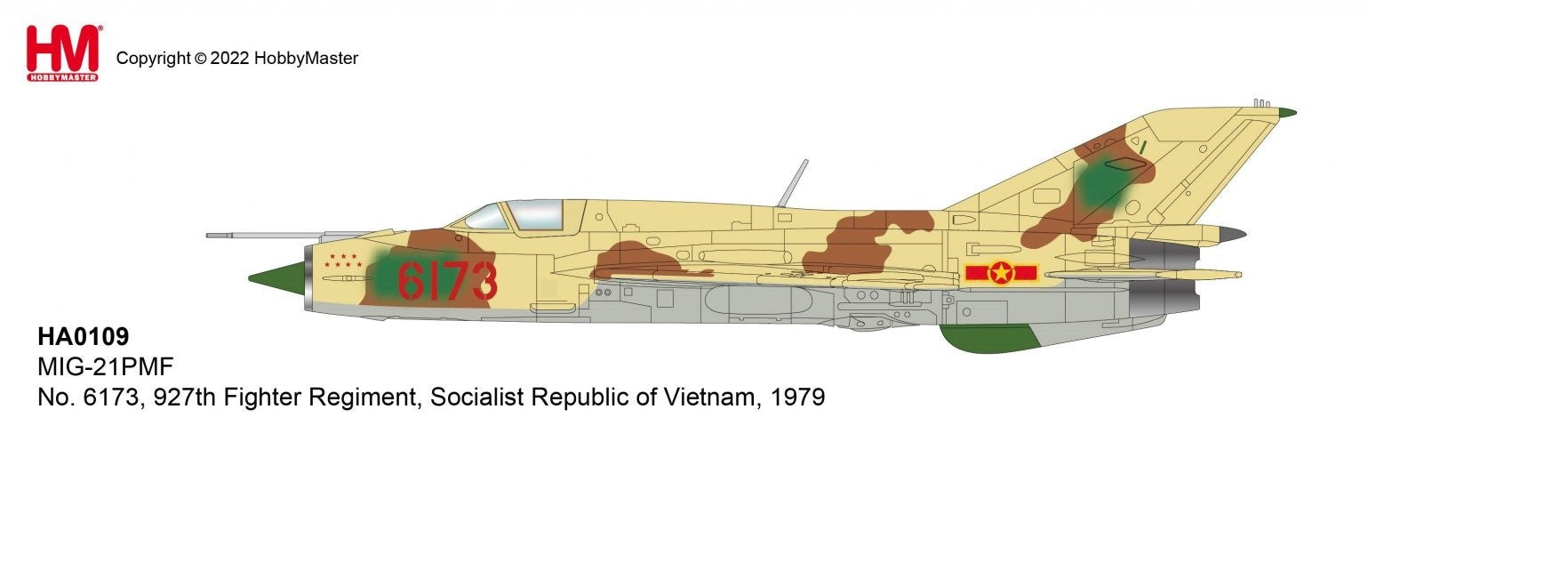 Mikoyan-Gurevich MiG-21PFM Fishbed - VPAF 927th Lam Son Fighter Rgt, Red 6173, Vietnam, 1979 / Hobby Master 1:72 HA0109