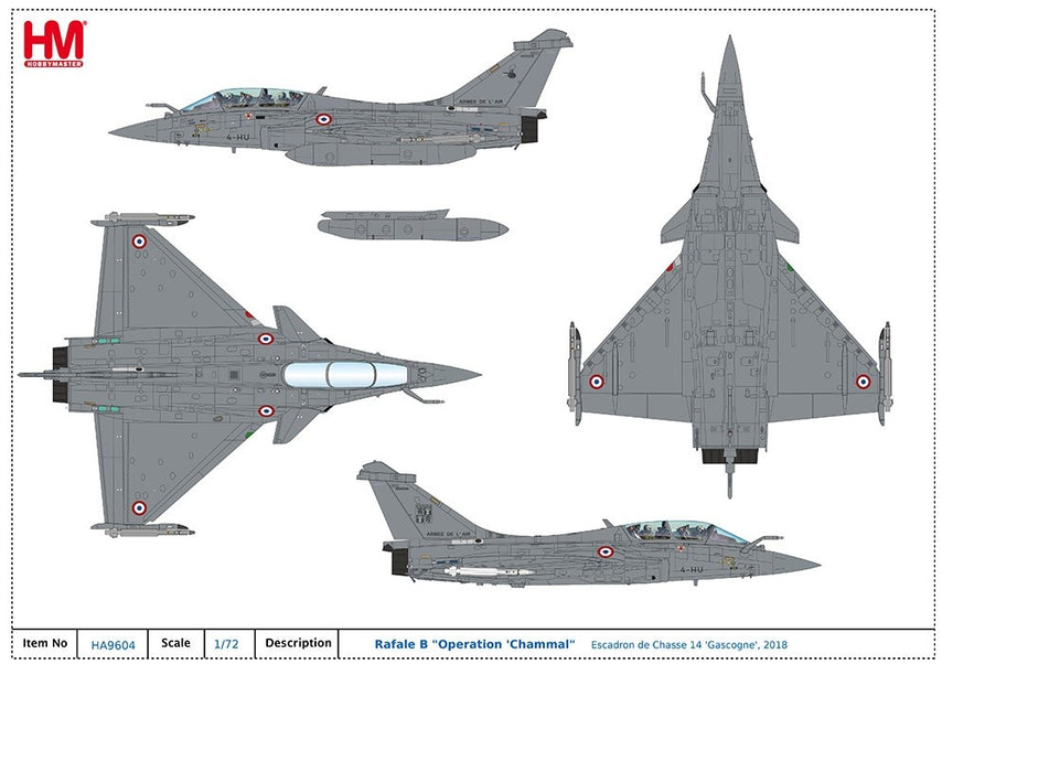 Dassault Rafale B / Armee de l'Air EC 1/4 Gascogne, Syria, Operation Chammal 2018 / Hobby Master 1:72 HA9605