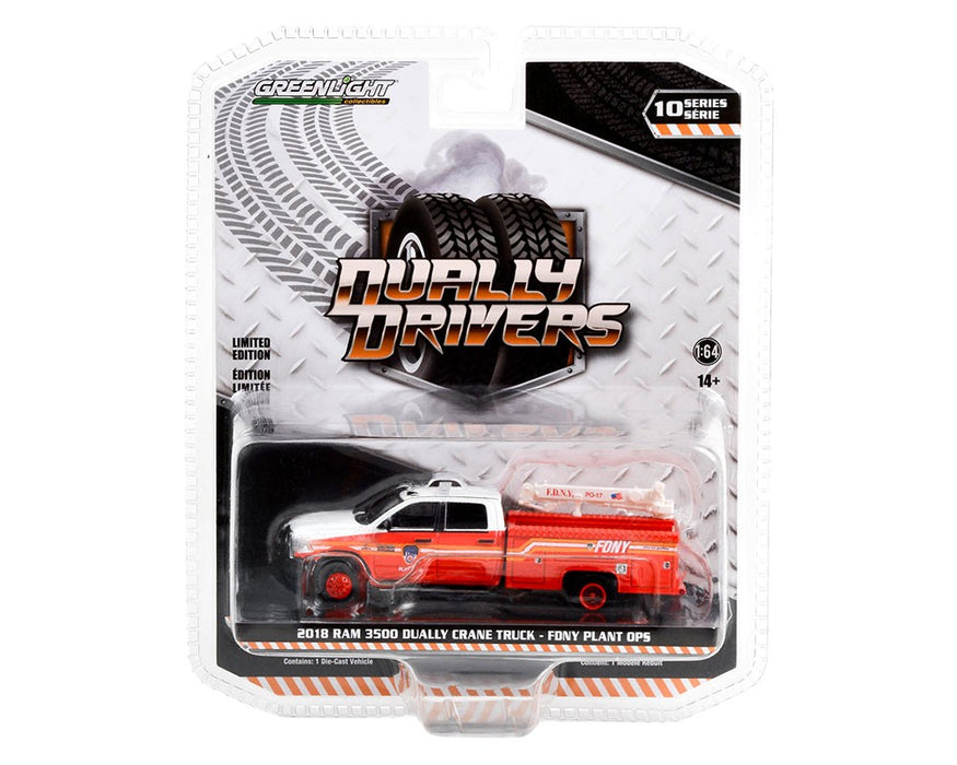 FDNY 2018 Ram 3500 Dually Crane Truck  - Dually Drivers Series 10 - 1/64 Greenlight - 46100 D Passion Diecast
