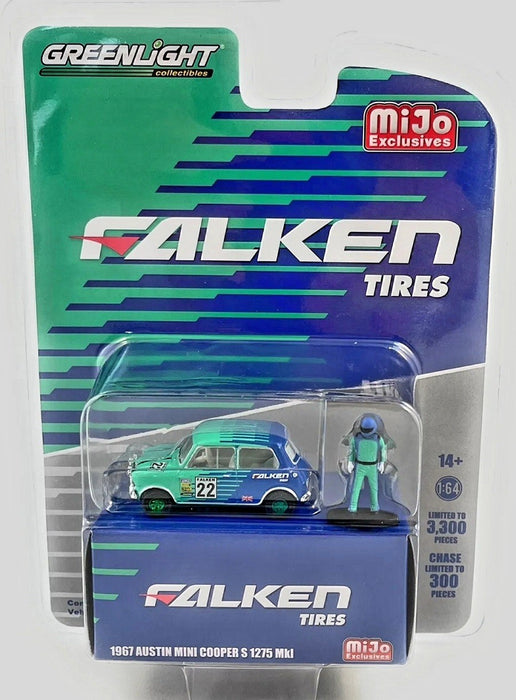 Green Machine Exclusives 1967 Austin Mini Cooper S 1275 MKI Falken With Driver Limited 3,600 - 1/64 Greenlight - 51454GR
