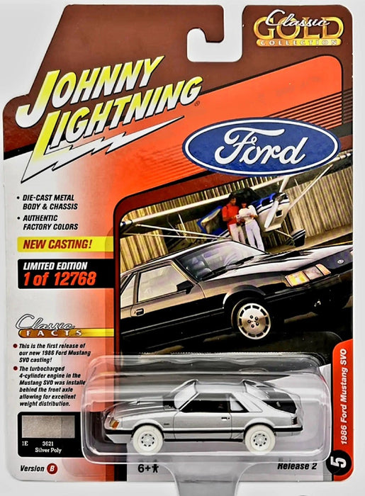 CHASE CAR 1986 Ford Mustang SVO in Silver - Johnny Lightning 1/64 - JLSP247-BGR Passion Diecast