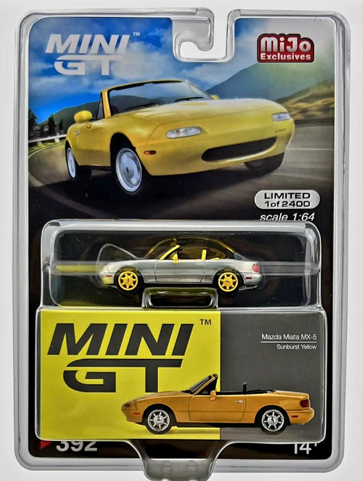 CHASE CAR Mini GT - 1:64 - Mazda Miata MX-5 (NA) Sunburst Yellow - Mijo Exclusives USA - MGT00392GR