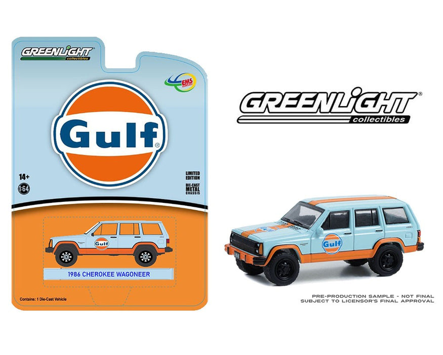 Indonesia Exclusive 1986 Jeep Cherokee Wagoneer GULF Livery Limited Edition - 1/64 Greenlight - 51523 - Passion Diecast