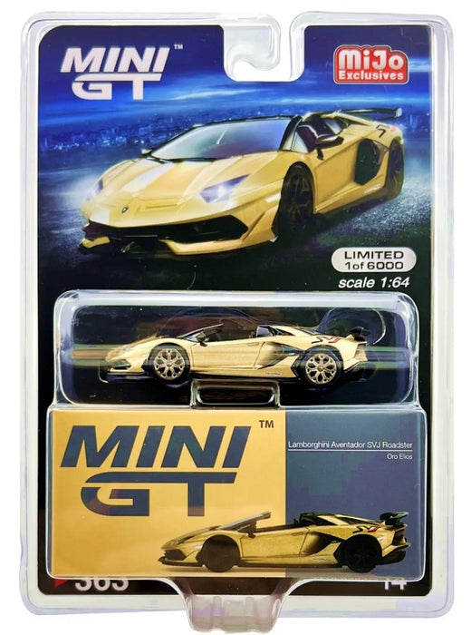 CHASE CAR Mini GT - 1:64 - Lamborghini Aventador SVJ Roadster Oro Elios - Mijo Exclusives USA - MGT00363GR Passion Diecast