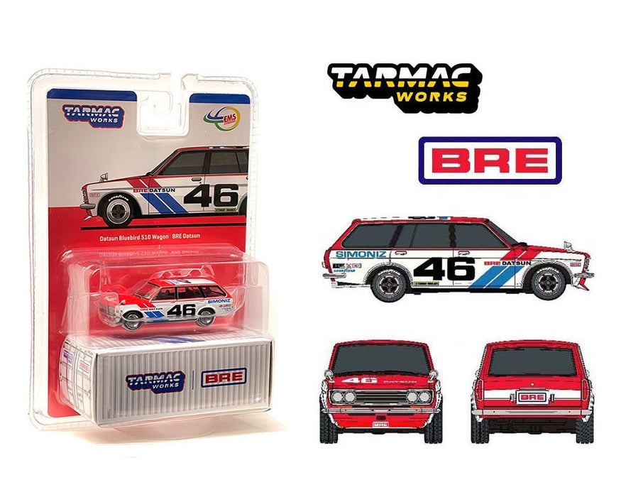 Indonesia Exclusive Datsun Bluebird 510 Wagon BRE No.46 Limited Edition - Tarmac Works - 1/64 - T64G-026-BRE46