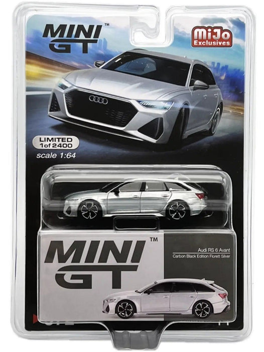 CHASE CAR Mini GT - Audi RS 6 Avant Carbon Black Edition Florett Silver - Mijo Exclusives USA - MGT00372GR Passion DIecast