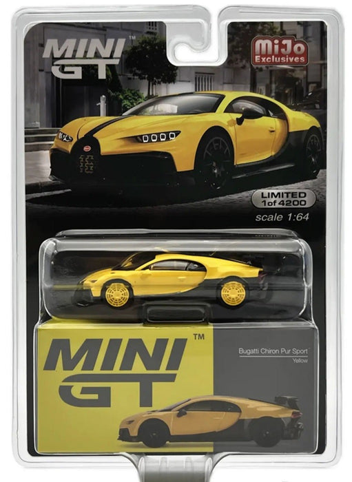 CHASE CAR Bugatti Chiron Pur Sport Yellow - Mini GT - 1:64 - MGT00428GR Passion Diecast
