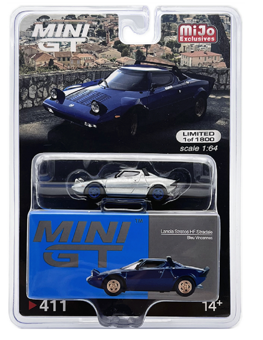 CHASE CAR Mini GT - Lancia Stratos HF Stradale Bleu Vincennes - Mijo Exclusives USA - MGT00411GR Passion Diecast