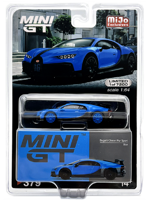 CHASE CAR Mini GT - Bugatti Chiron Pur Sport Blue - Mijo Exclusives USA - MGT00379GR Passion Diecast