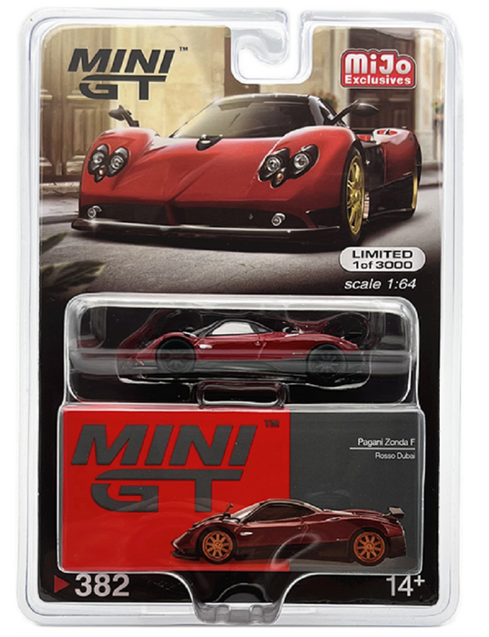 CHASE CAR Mini GT - Pagani Zonda F Rosso Dubai - Mijo Exclusives USA - MGT00382GR Passion Diecast