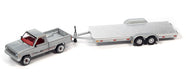 1983 Ford Ranger Pickup Truck with Open Trailer in Metallic Silver - Truck&Trailers - Johnny Lightning  1:64 - JLSP316 B