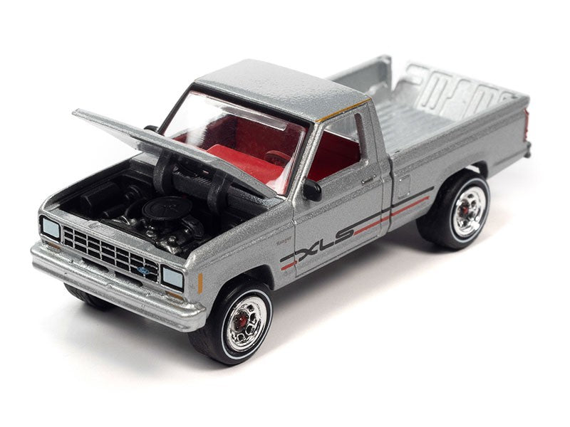 1983 Ford Ranger Pickup Truck with Open Trailer in Metallic Silver - Truck&Trailers - Johnny Lightning  1:64 - JLSP316 B