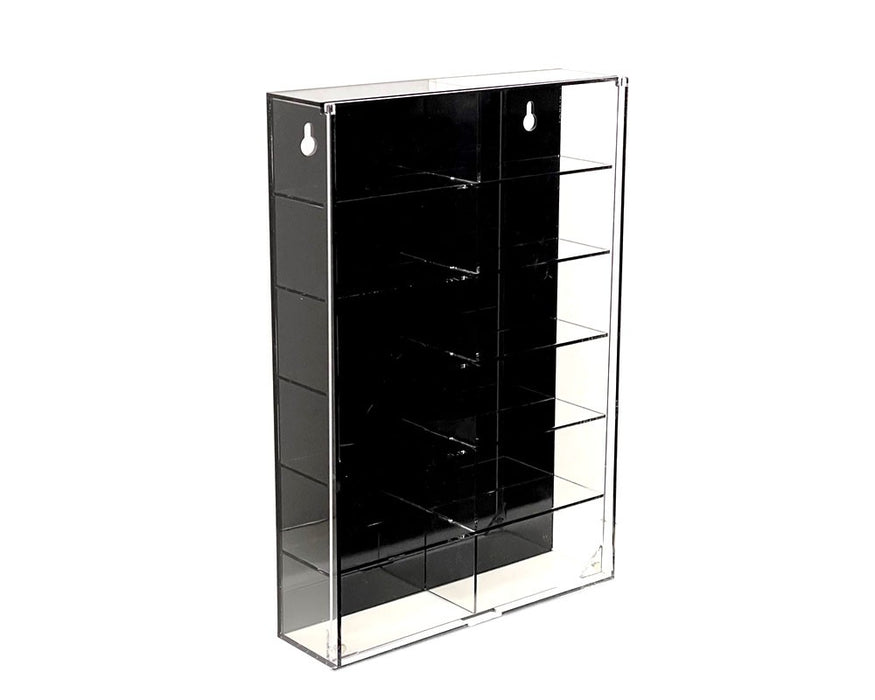 Showcase 1:64 12-Car Display Case Wall Mount Plastic Black Back Version With Cover - Mijo Exclusive 1/64 - MJ08012BK