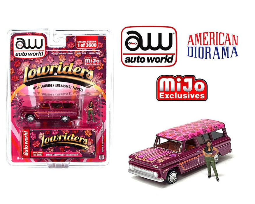 1957 Chevrolet Suburban Lowrider With Figure Limited 3,600 Pieces - Mijo Exclusives - Auto World & American - 1/64 - CP8021