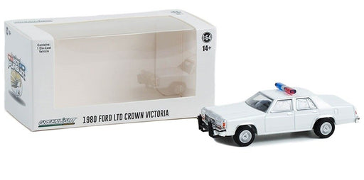 Police - 1980-91 Ford LTD Crown Victoria with Light Bar and Push Bar in White - Hobby Exclusive - 1/64 Greenlight - 43007 B