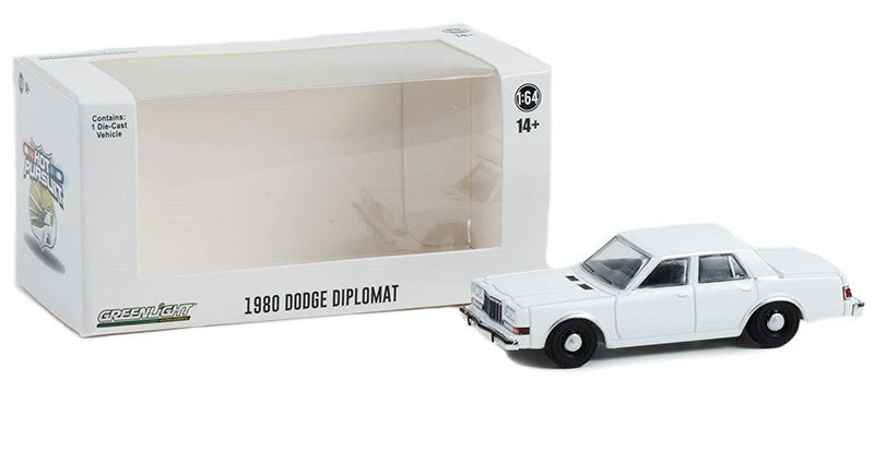 Police - 1980-89 Dodge Diplomat in White (WITHOUT LIGHT AND PUSH BAR) - Hobby Exclusive - 1/64 Greenlight - 43006 A