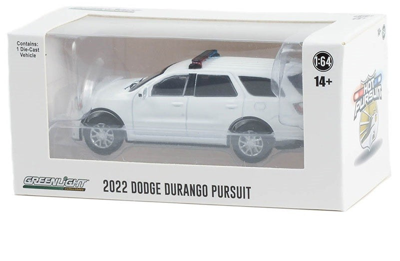 Police - 2022 Dodge Durango Pursuit with Light Bar and Push Bar in White - Hobby Exclusive - 1/64 Greenlight - 43003 B