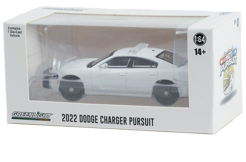 Police - 2022 Dodge Charger Pursuit with Light Bar and Push Bar in White - Hobby Exclusive - 1/64 Greenlight - 43002 B