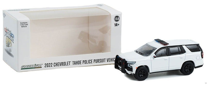 Police - 2022 Chevrolet Tahoe Police Pursuit Vehicle in White - Hobby Exclusive - 1/64 Greenlight - 43001 B