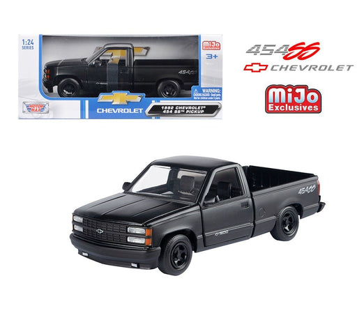 1992 Chevrolet 454 SS Pick Up Truck - Matte Black - Mijo Exclusives - Motormax 1-24 - 73203 MTBK - Passion Diecast 