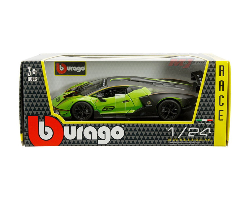 Lamborghini Essenza SCV12 (Green and Matte Black Two-tone) - Race Series - Bburago 1-24 - 18-28017 - Passion Diecast 