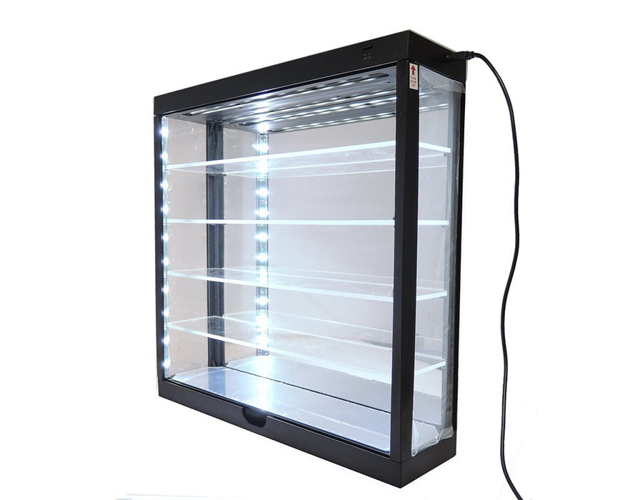 Showcase 1:64 Wall Mount 5 Tiers USB Powered LED Black with Mirror Back - MiJo Exclusives - 1/64 - MJ8850MBK