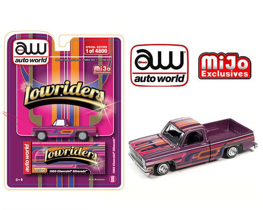 1983 Chevrolet Silverado Pickup Lowriders Limited 4,800 Piece - Purple - Mijo Exclusives - Auto World - 1/64 - CP8026