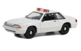 Police - 1987-93 Ford Mustang SSP with Light Bar and Push Bar in White - Hobby Exclusive - 1/64 Greenlight - 43008 B