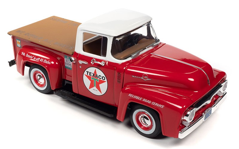 Texaco Truck Series No.39 - 2022 1956 Ford F100 Service Station Pickup Truck Red - Auto World & Round 2 - 1/24 - CP7961