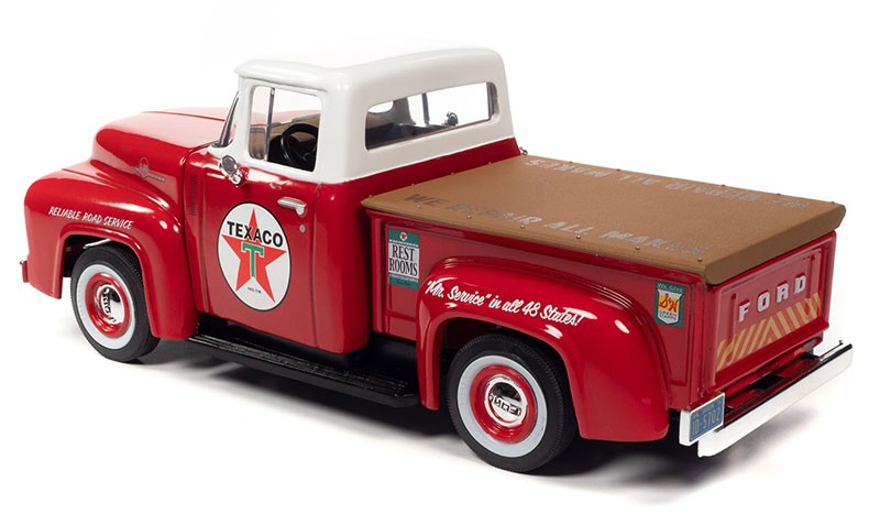 Texaco Truck Series No.39 - 2022 1956 Ford F100 Service Station Pickup Truck Red - Auto World & Round 2 - 1/24 - CP7961