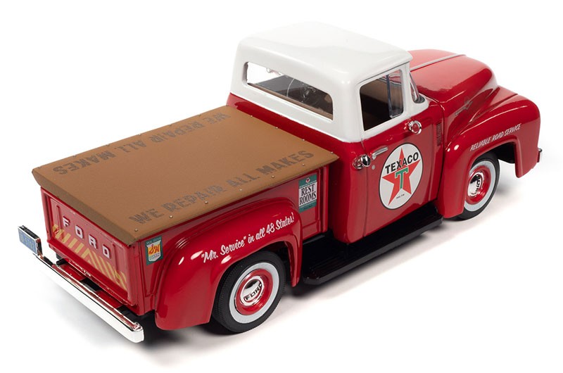 Texaco Truck Series No.39 - 2022 1956 Ford F100 Service Station Pickup Truck Red - Auto World & Round 2 - 1/24 - CP7961