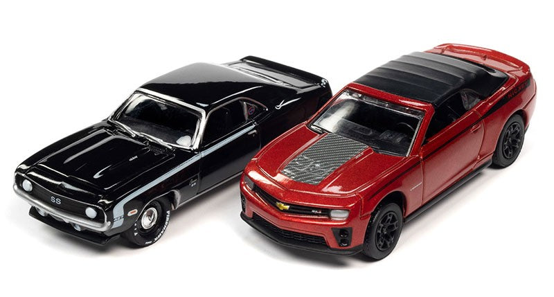 NICKEY - 1969 Chevrolet Camaro SS - 2013 Chevrolet Camaro ZL1 Convertible - Set of 2 - Johnny Lightning - 1:64 - JLSP320 A