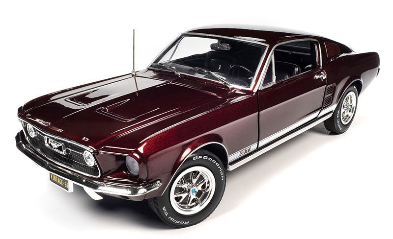 1967 Ford Mustang 2 + 2 GT in Code X Vintage Burgundy - Auto World / American Muscle - 1/18 - AMM1309 Passion Diecast