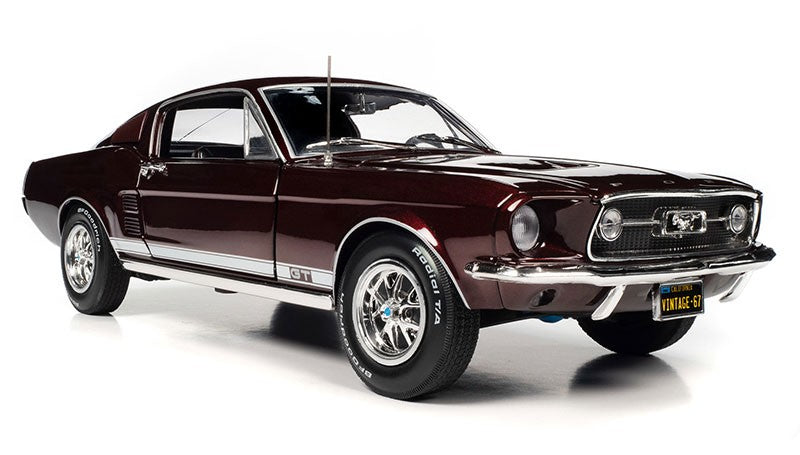 1967 Ford Mustang 2 + 2 GT in Code X Vintage Burgundy - Auto World / American Muscle - 1/18 - AMM1309 Passion Diecast
