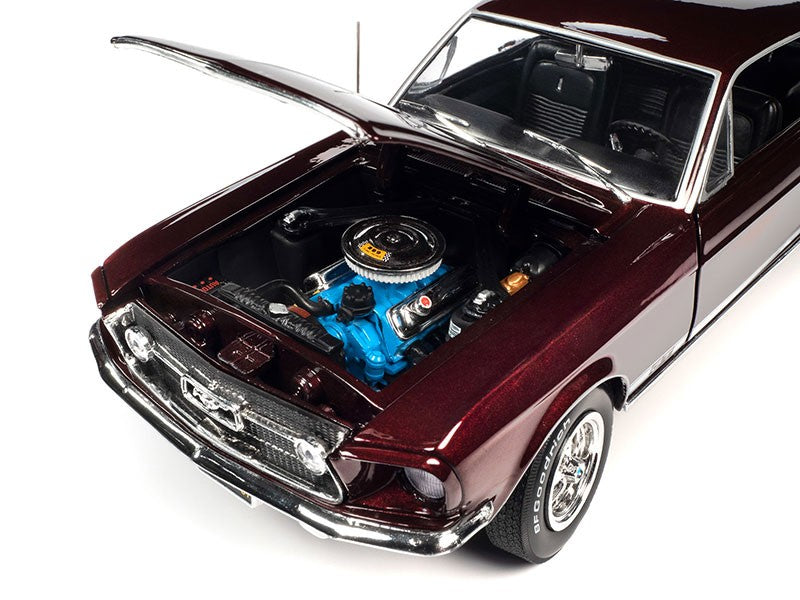 1967 Ford Mustang 2 + 2 GT in Code X Vintage Burgundy - Auto World / American Muscle - 1/18 - AMM1309 Passion Diecast