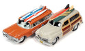 Surf Rods Pack - 1950 Mercury Woody Wagon - 1959 Cadillac Ambulance - Set of 2 - Johnny Lightning - 1:64 - JLSP343 B