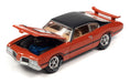 1972 Oldsmobile 442 W30 in Flame Orange Poly with Flat Black Roof, Hood and Side Stripes - Johnny Lightning - 1/64 - JLSP339 A