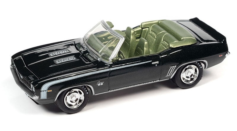 1969 Chevrolet Camaro RS/SS Convertible in Fathom Green Poly with White Hockey Side Stripe - Johnny Lightning - 1/64 - JLSP335 A