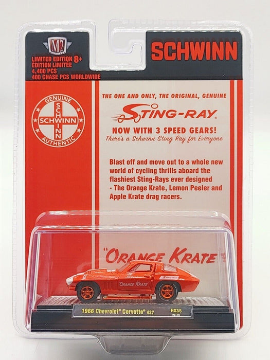 CHASE 1966 Chevrolet Corvette 427 Schwinn Orange Krate - M2 Machine - Hobby Exclusive - 1:64 - 31500-HS35GR  Passion Diecast