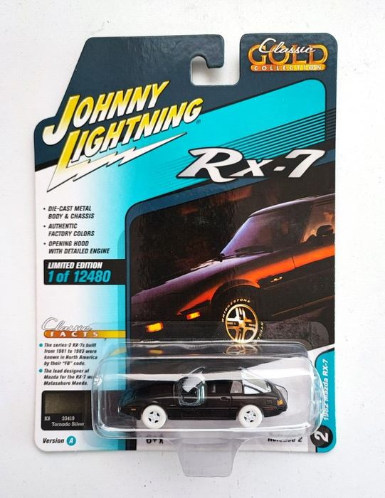 CHASE 1982 Mazda RX-7 in Tornado Silver Metallic - Johnny Lightning 1/64 - JLSP244-AGR Passion Diecast