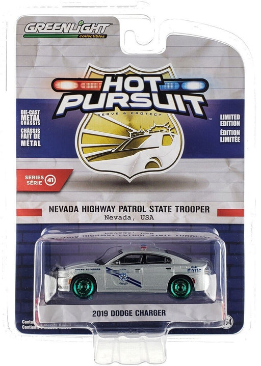 GreenMachine Nevada Highway Patrol State Trooper - 2019 Dodge Charger - Hot Pursuit Series 41 - 1/64 Greenlight - 42990 DGR