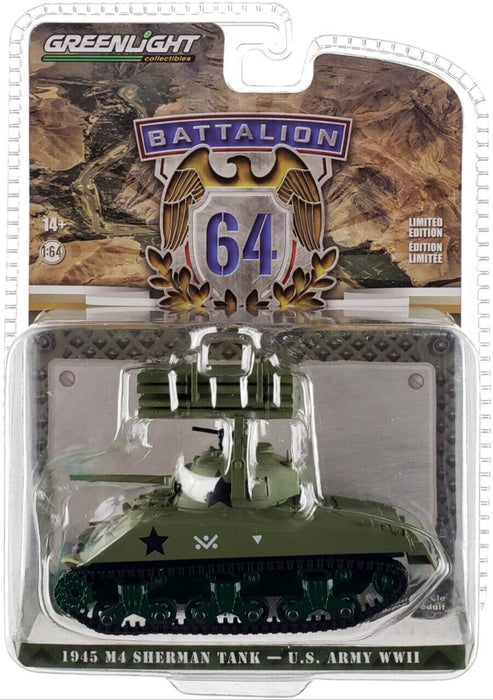 GreenMachine 1945 M4 Sherman Tank - U.S. Army World War II - Hobby Exclusive - 1/64 Greenlight - 30405GR
