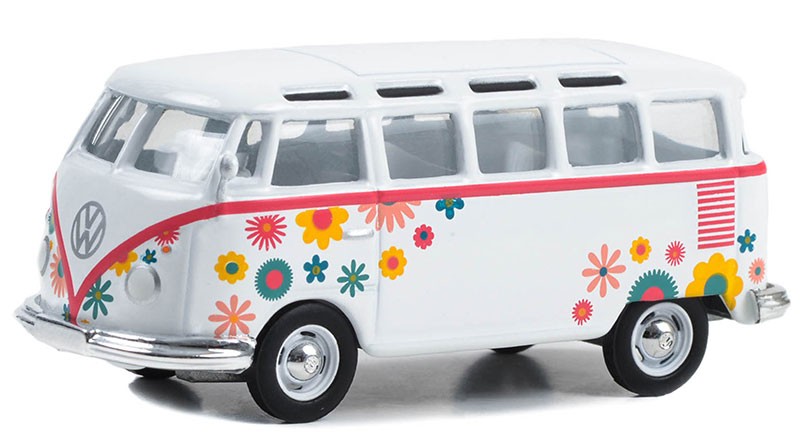 Flower Power - 1964 Volkswagen Type 2 (T1) Samba Bus - Club Vee-Dub Series 17 - 1/64 Greenlight - 36080 B