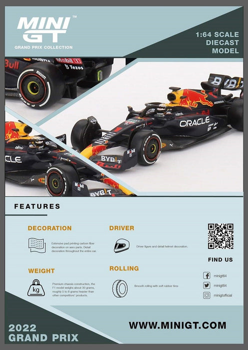 Oracle Red Bull Racing RB18 No.1 Max Verstappen 2022 Abu Dhabi Grand Prix Winner - Mini GT F1 - 1:64 - MGT00520