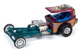 RAT FINK - Dragster in Green and Fuscia Metal Flake - Johnny Lightning - 1/64 - JLSP345 Passion Diecast