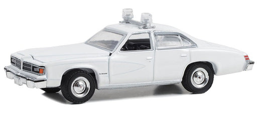 Police - 1977-76 Pontiac LeMans Enforcer with Light Bar and Push Bar in White - Hobby Exclusive - 1/64 Greenlight - 43014 B