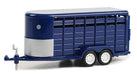 14' Livestock Trailer in Dark Blue - Hitch & Tow Trailers - Hobby Exclusive - 1/64 Greenlight - 30425 Passion Diecast