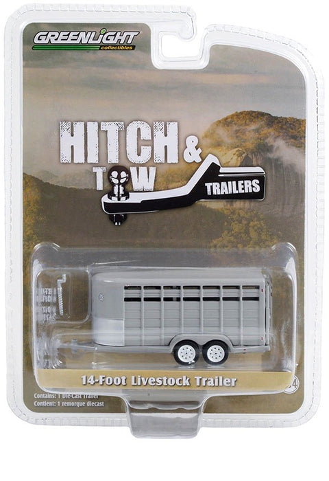 14' Livestock Trailer in Gray - Hitch & Tow Trailers - Hobby Exclusive - 1/64 Greenlight - 30424 Passion Diecast